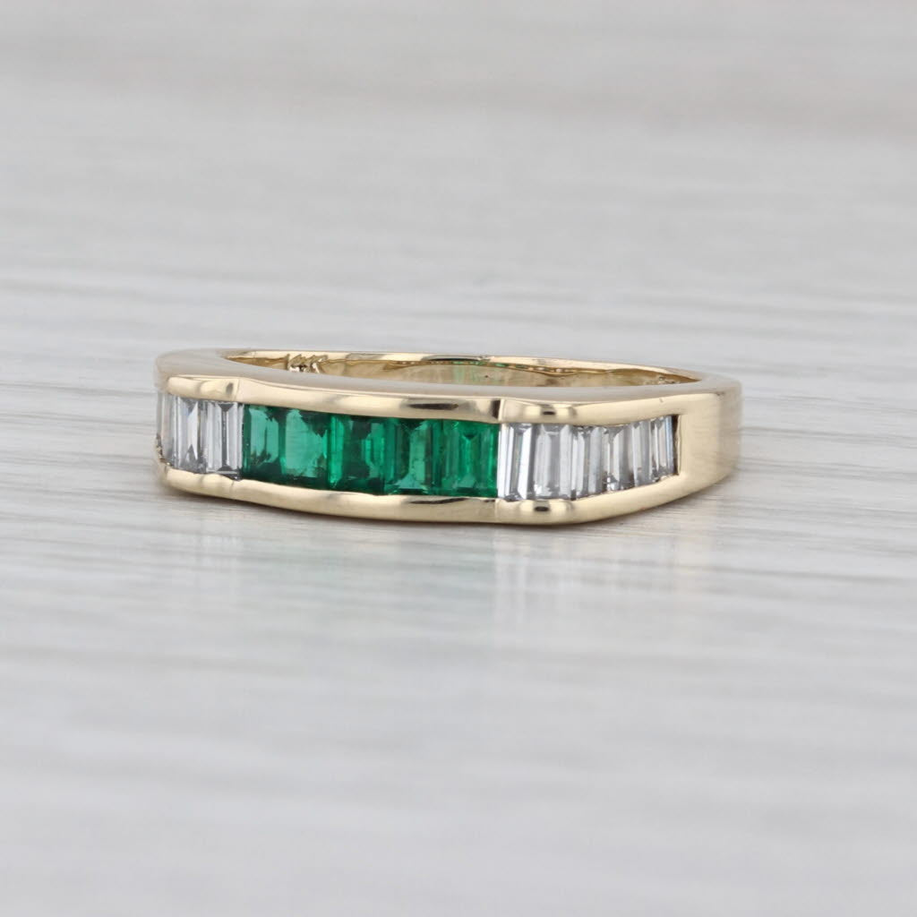 1ctw Emerald Diamond Baguette Channel Set Ring 14k Yelow Gold Stackable Band