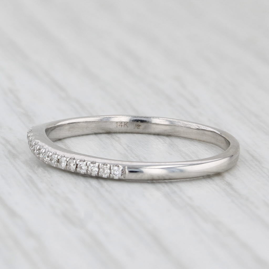 Light Gray 0.20ctw Diamond Wedding Band 14k White Gold Size 9 Stackable Anniversary Ring