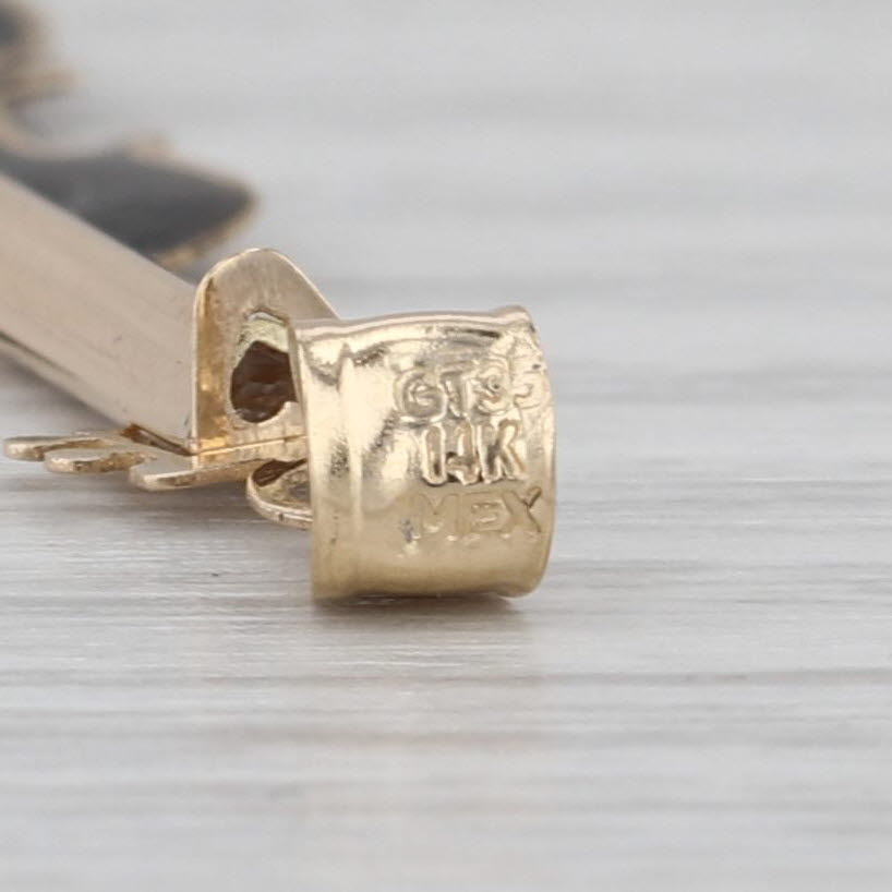Vintage Upright Base Pendant 14k Yellow Gold Cubic Zirconia Glass Resin As Is