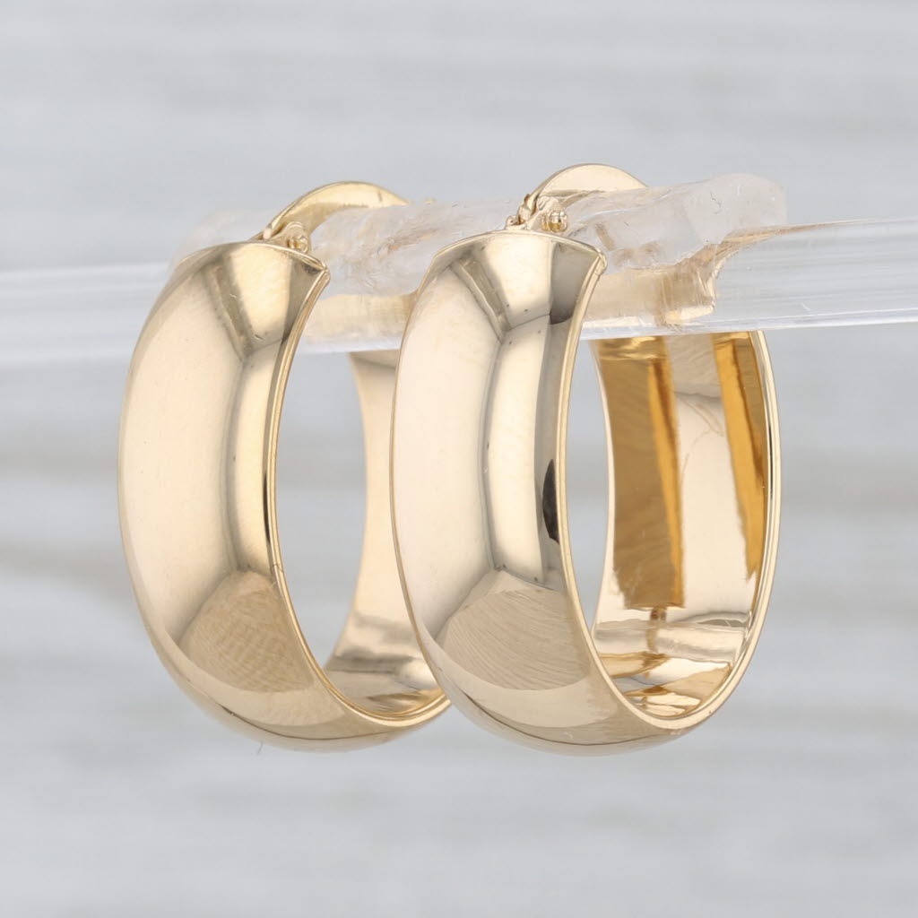 Oval Hoop Earrings 18k Yellow Gold Snap Top Milor Italy Snap Top Hoops