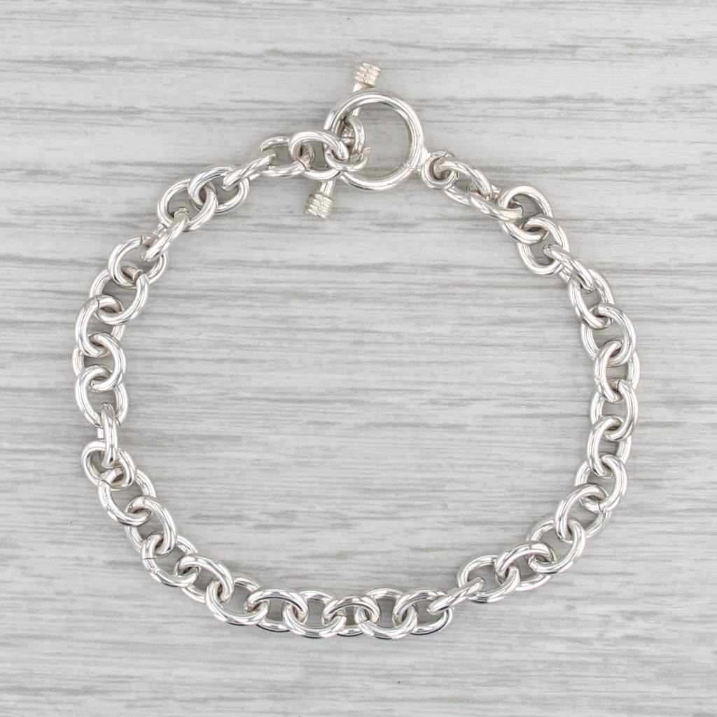Sterling Silver Cable Chain Toggle Clasp 7.25" 6.6mm