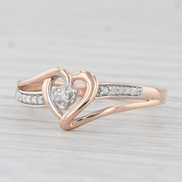 Diamond Heart Ring 10k Rose Gold Size 7.5 Promise