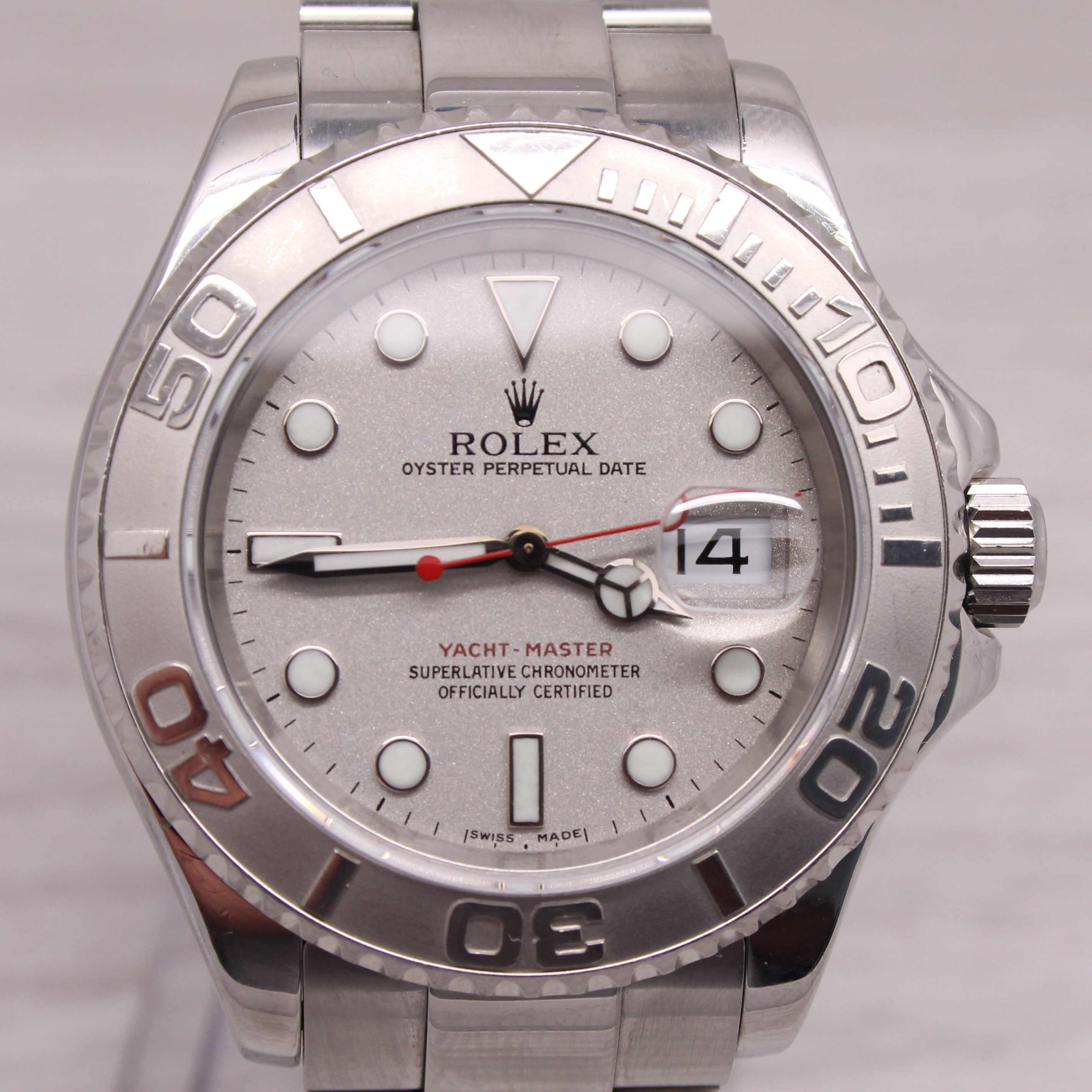 Dark Gray 1999 Rolex Yachtmaster 16622 Mens 40mm Steel Platinum Automatic Watch Box Papers