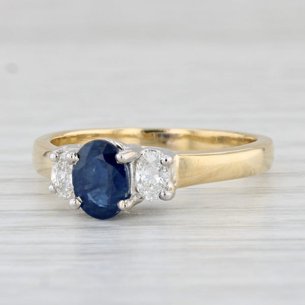1.41ctw Oval Blue Sapphire Diamond Ring 18k Yellow Gold Size 8.25