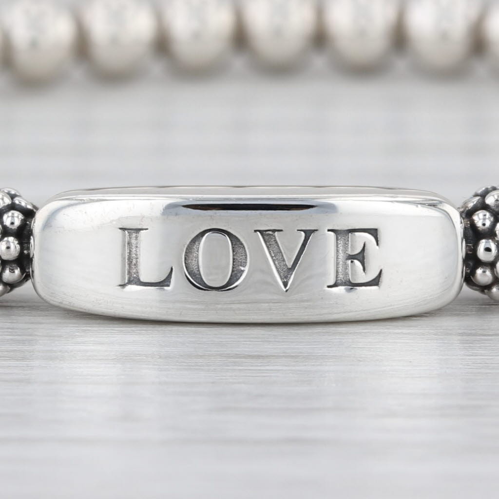 Lagos Caviar Stetel Love Stretchy Bead Bracelet Sterling Silver 7"