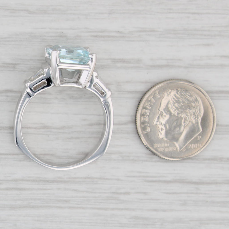 Gray 4.15ctw Aquamarine Diamond Ring 14k White Gold Size 7.75