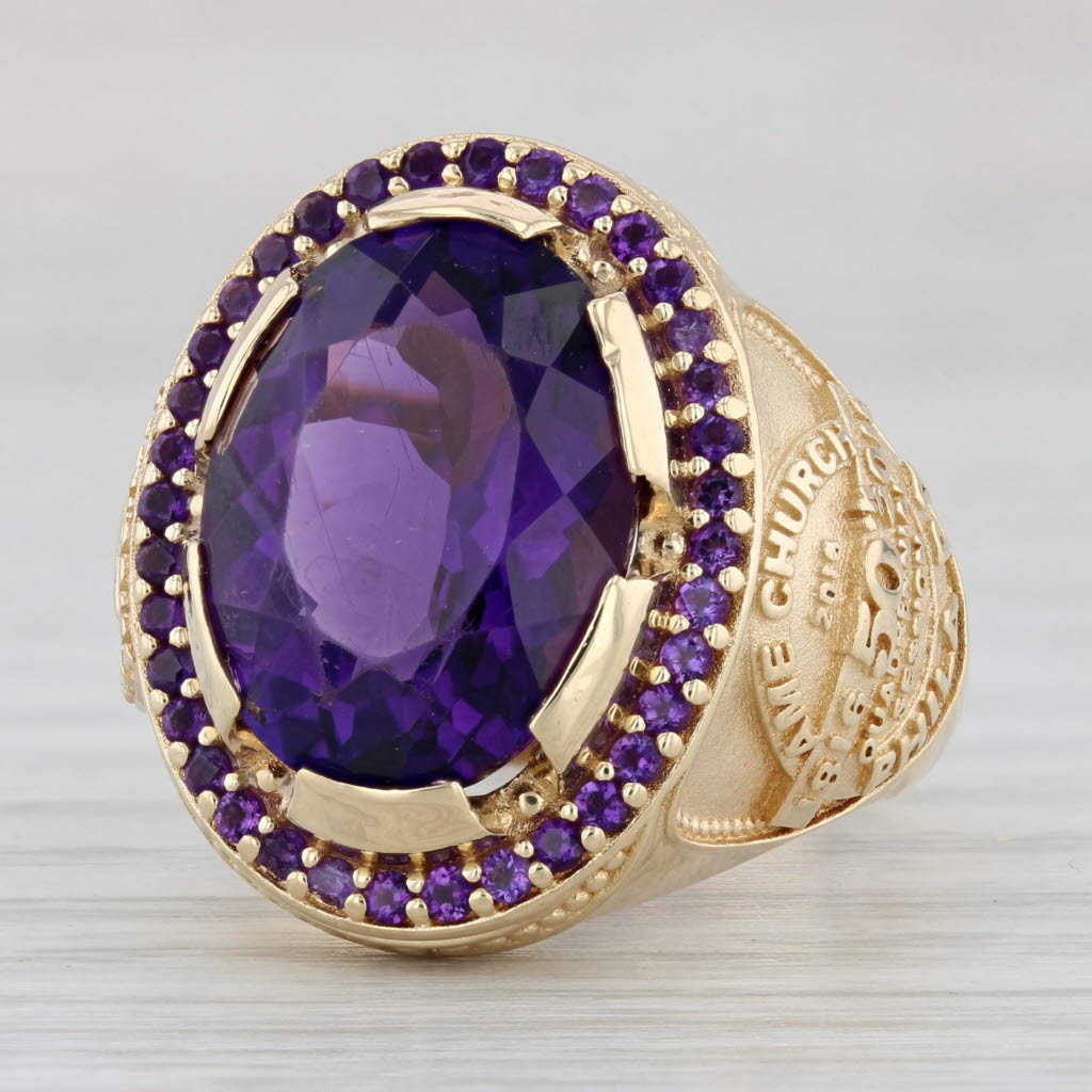 Light Gray 8.25ctw Oval Amethyst American Episcopal African Ring 14k Gold Church Keepsake