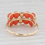 Vintage Orange Coral Bead Ring 18k Yellow Gold Size 6 Italian