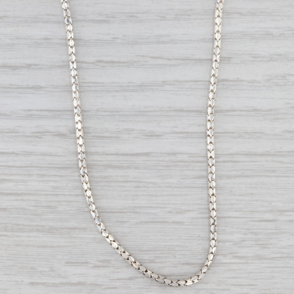Light Gray Tube Chain Necklace Sterling Silver 24.25" Adjustable Bead Slide 1.9mm