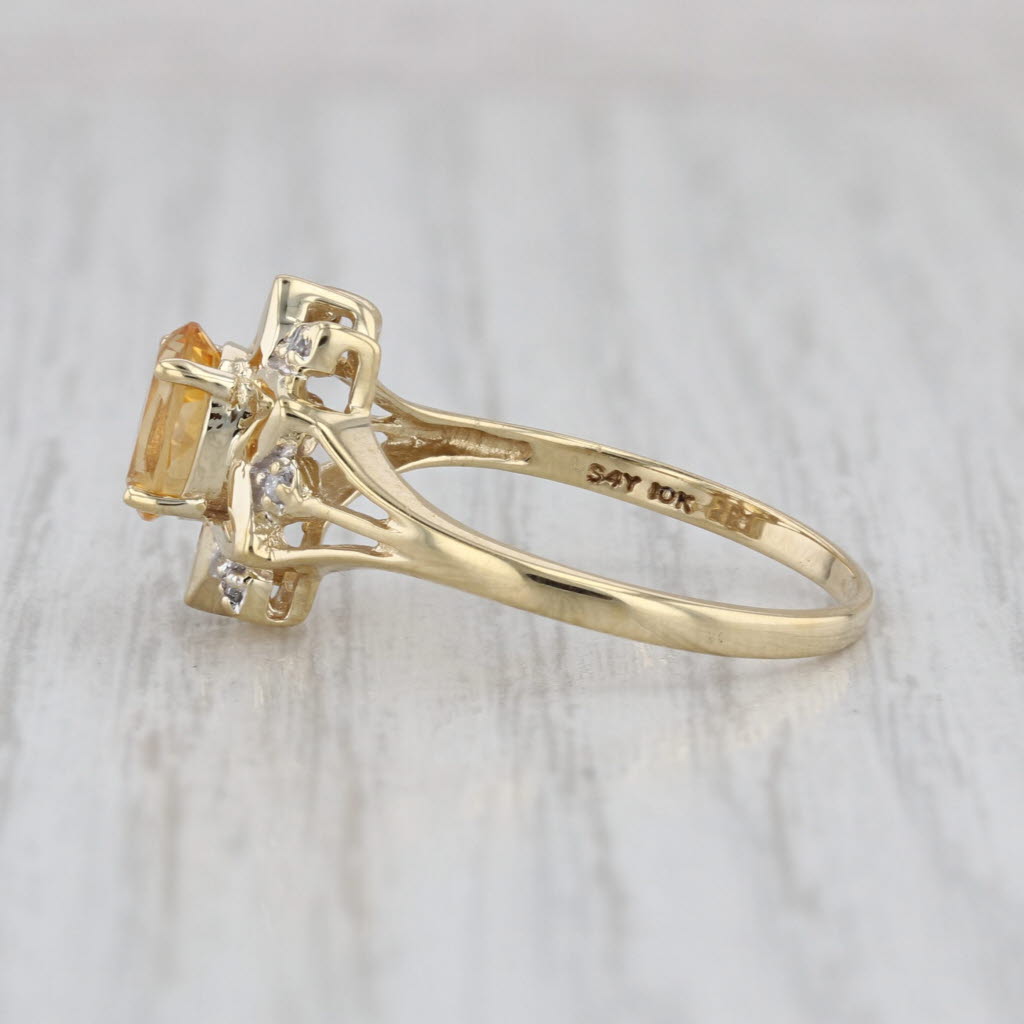 0.74ctw Oval Citrine Diamond Star Ring 10k Yellow Gold Size 8.25