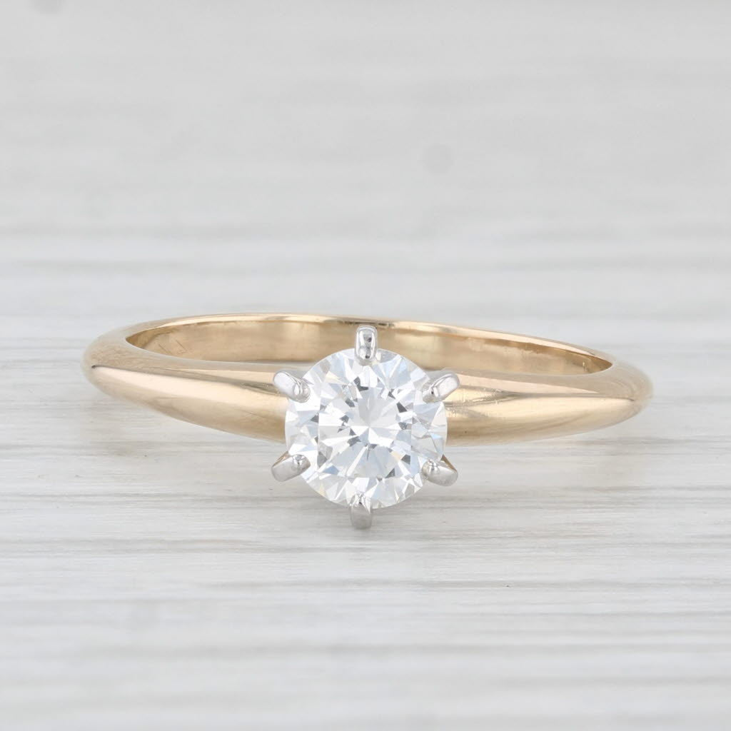 Light Gray 0.55ct VS1 Round Diamond Solitaire Engagement Ring 14k Yellow Gold Size 5.25