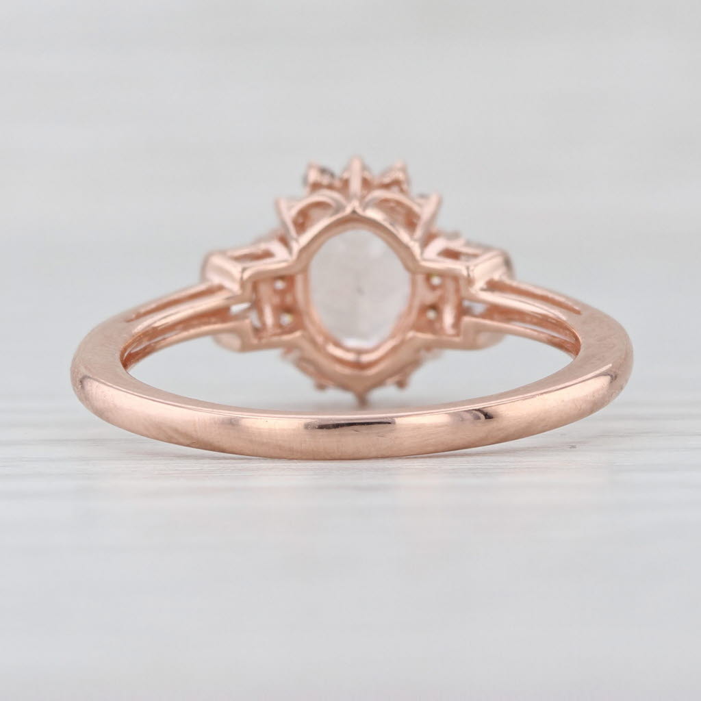 0.94ctw Morganite Diamond Halo Ring 10k Rose Gold Size 7 Engagement