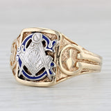 Vintage Masonic Insignia Ring 14k Gold Blue Lodge Square Compass Working Tools