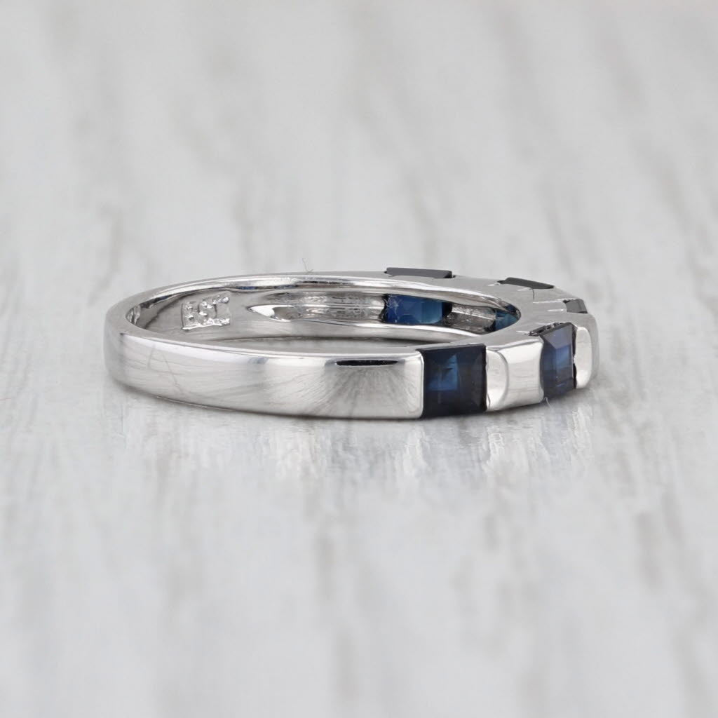 0.75ctw Blue Sapphire Ring 14k White Gold Size 4.75 Stackable Wedding Band