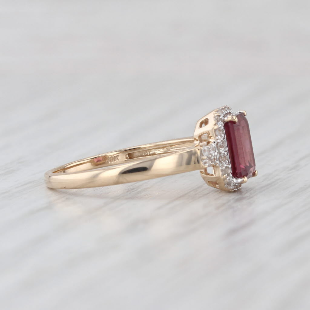 1.26ctw Garnet Diamond Halo Ring 10k Yellow Gold Size 7.25