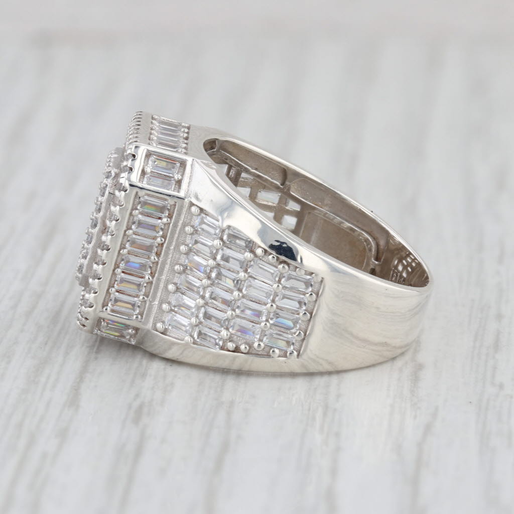 3.40ctw Cubic Zirconia Halo Ring Sterling Silver Size 9