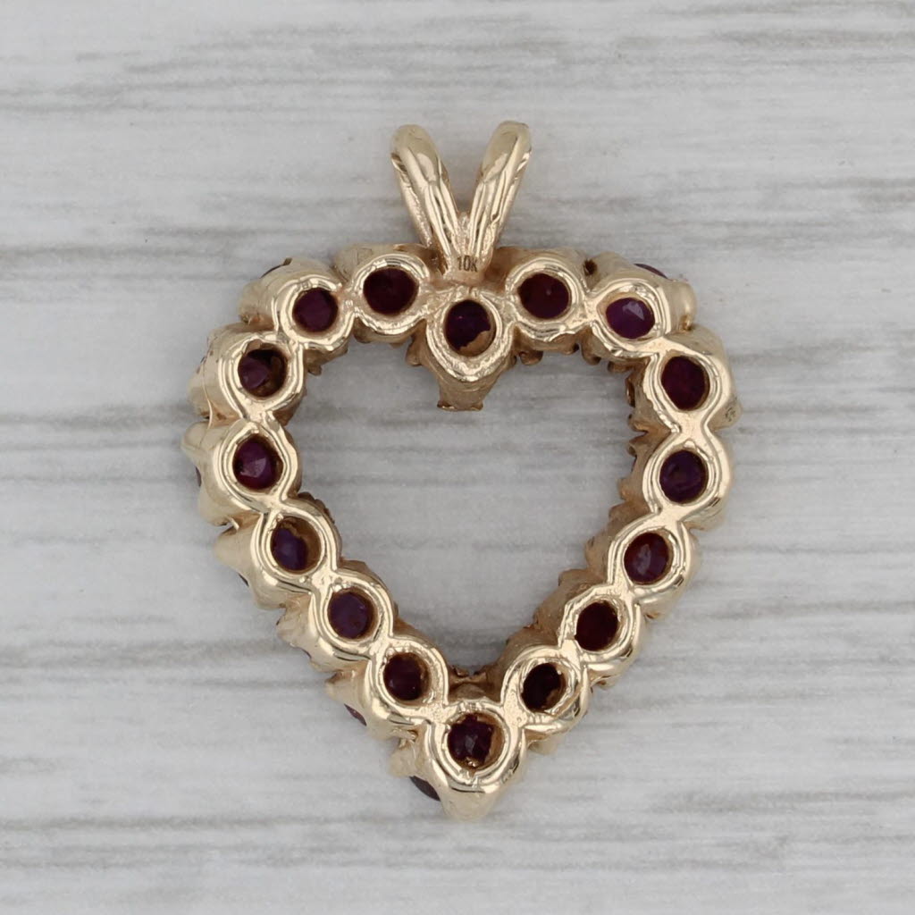 Gray 2ctw Ruby Open Heart Pendant 10k Yellow Gold