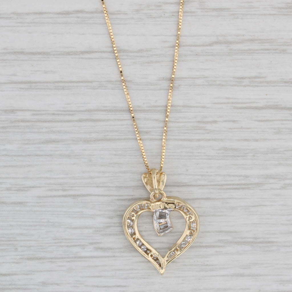 Gray 10.24ctw Diamond Heart Pendant 14k Yellow Gold 18" Box Chain