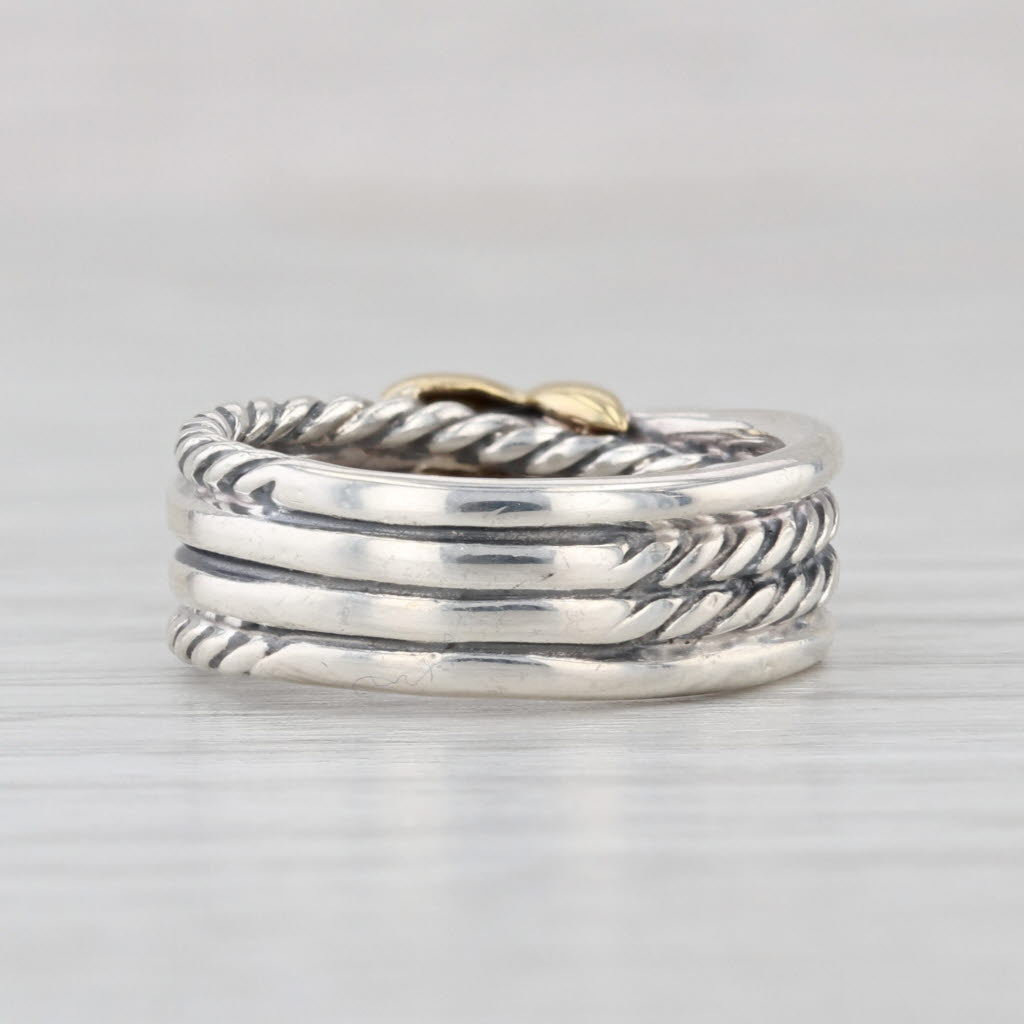 David Yurman Cable Crossover Ring Sterling Silver 18k Gold Size 4