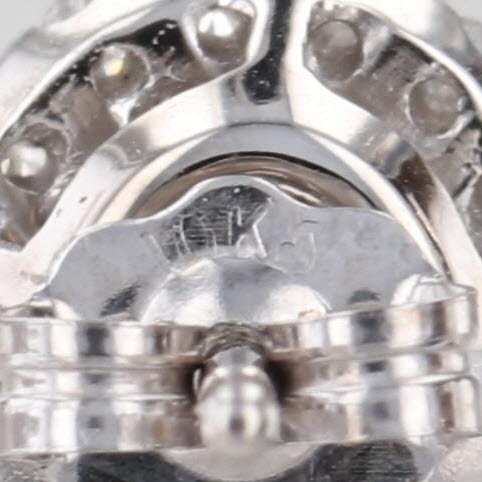 0.45ctw Yellow White Diamond Halo Stud Earrings 10k White Gold Studs