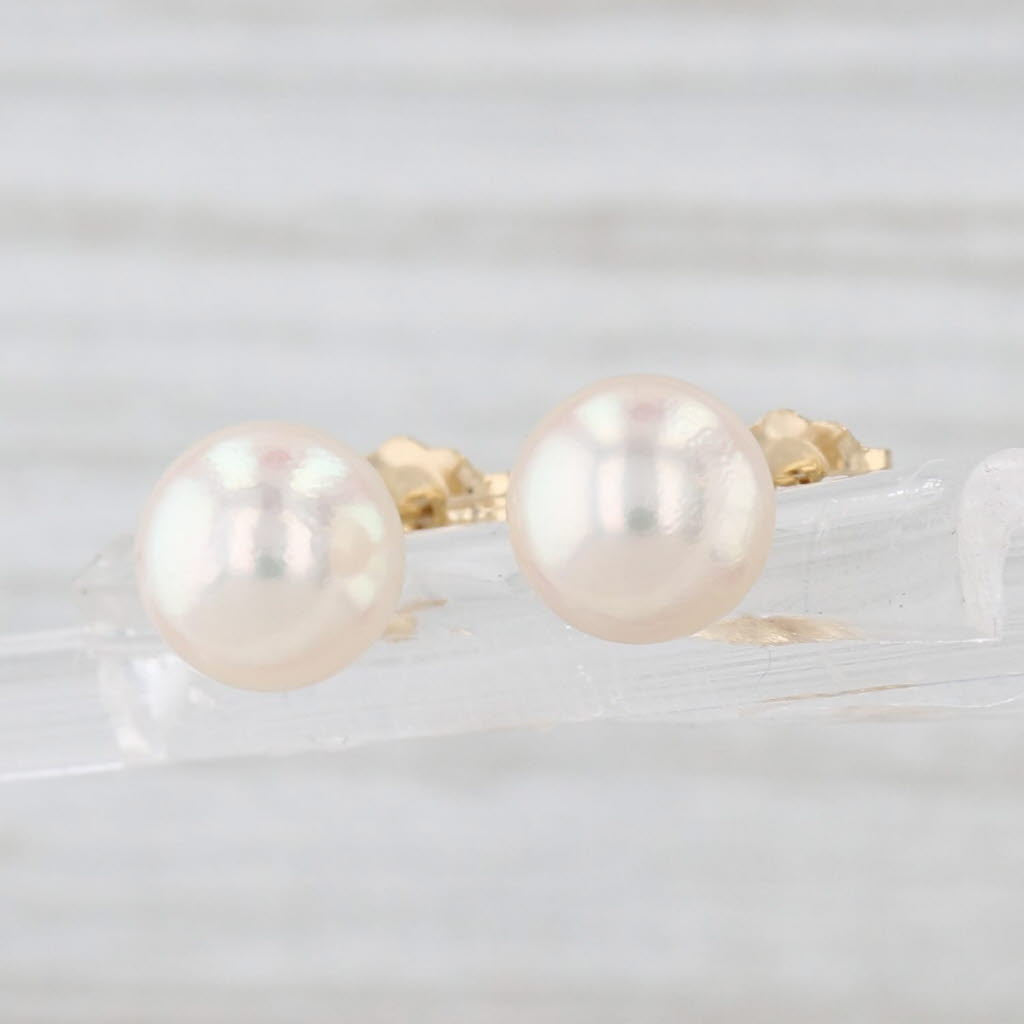 Cultured Pearl Stud Earrings 14k Yellow Gold 7.2mm Studs