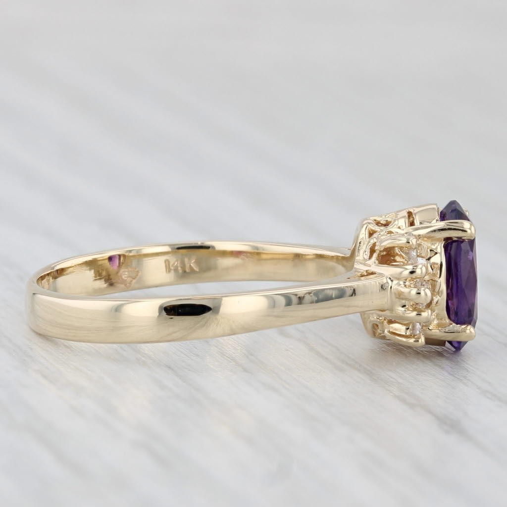 Light Gray 1.80ctw Amethyst Diamond Ring 14k Yellow Gold Size 8.5