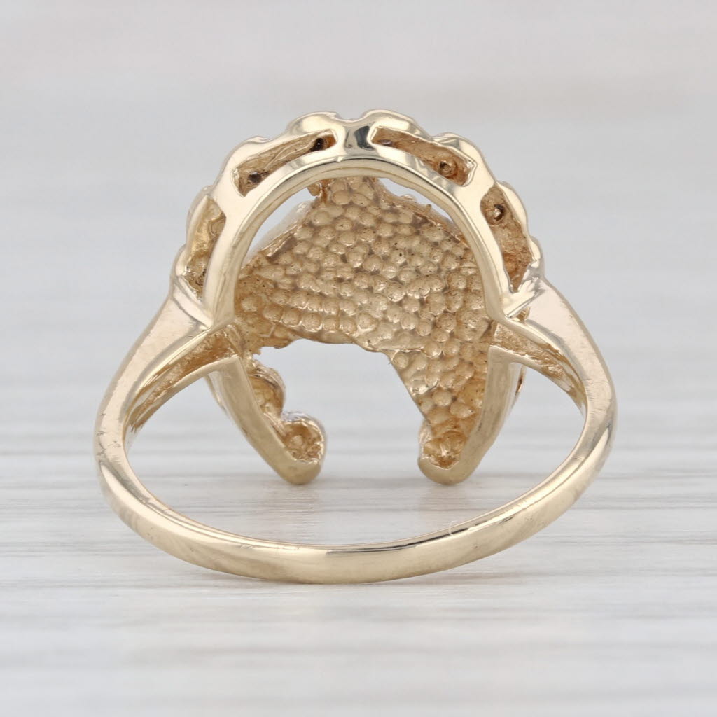 Diamond Horseshoe Horse Ring 10k Yellow Gold Size 5.5 Western Equestrian