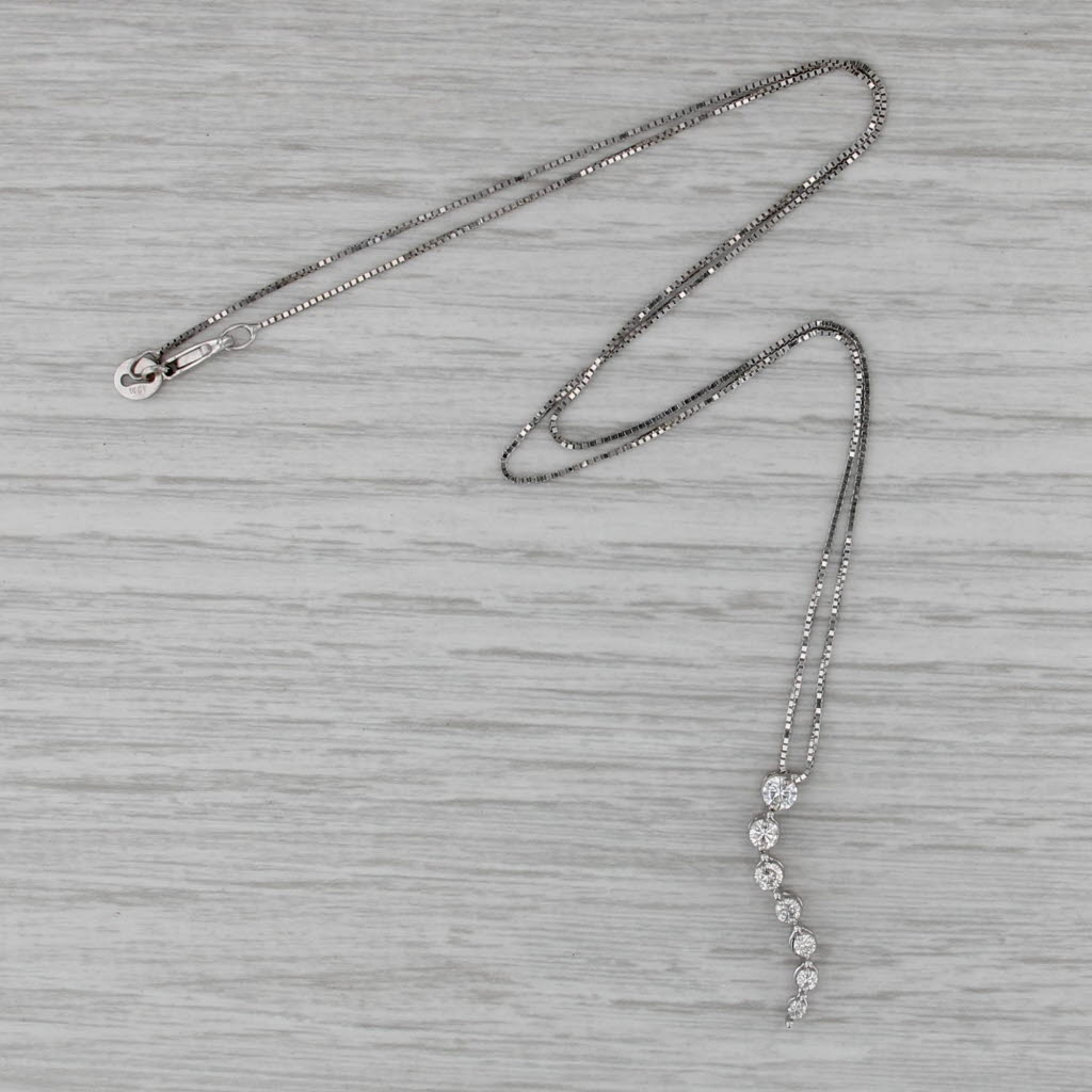 0.45ctw Diamond Journey Pendant Necklace 14k White Gold 17" Box Chain