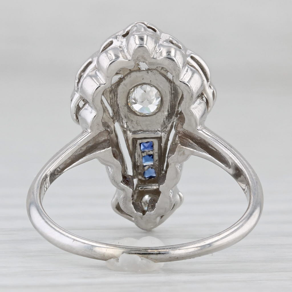 Gray Antique 0.32ctw Diamond Lab Created Sapphire Ring 14k Gold Converted Stickpin