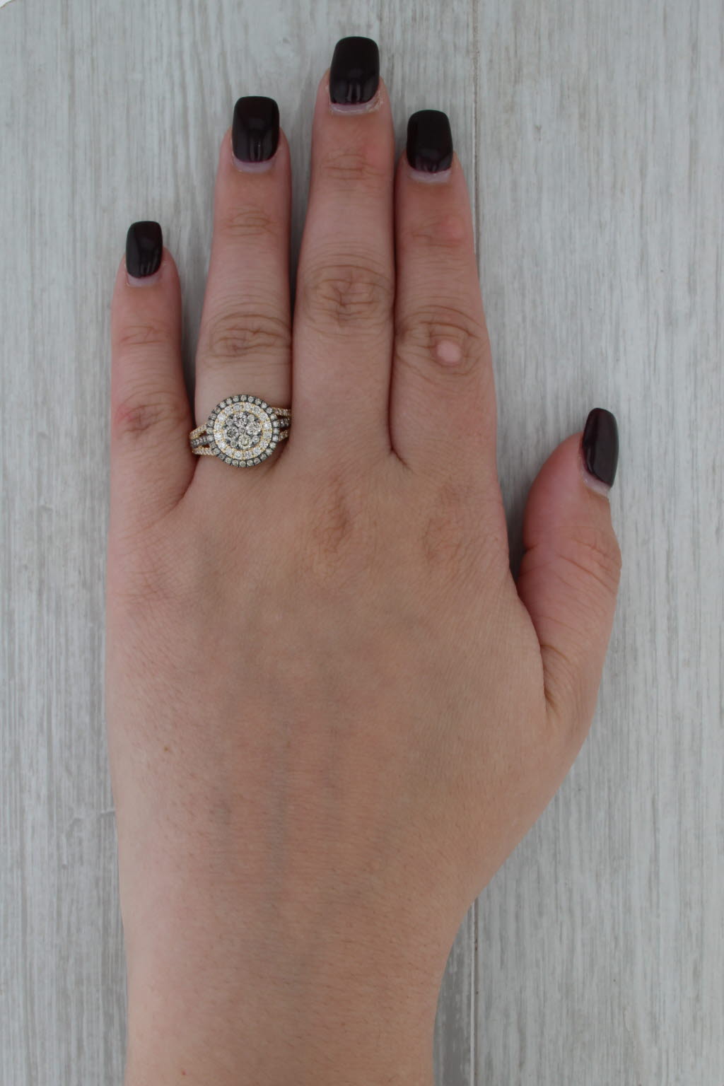Le Vian 1.13ctw Diamond Cluster Halo Ring 14k Yellow Gold Size 7