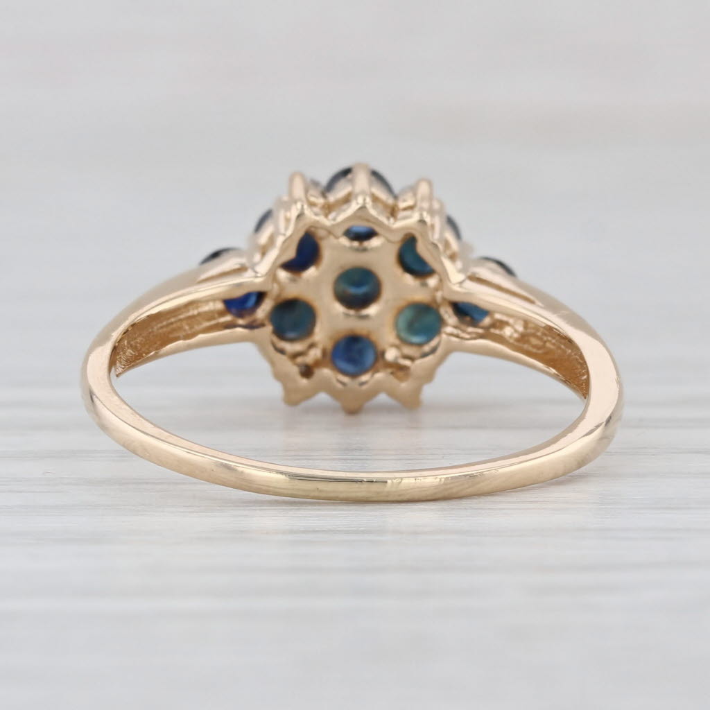 1.46ctw Blue Sapphire Diamond Flower Cluster Ring 14k Yellow Gold Size 9.25