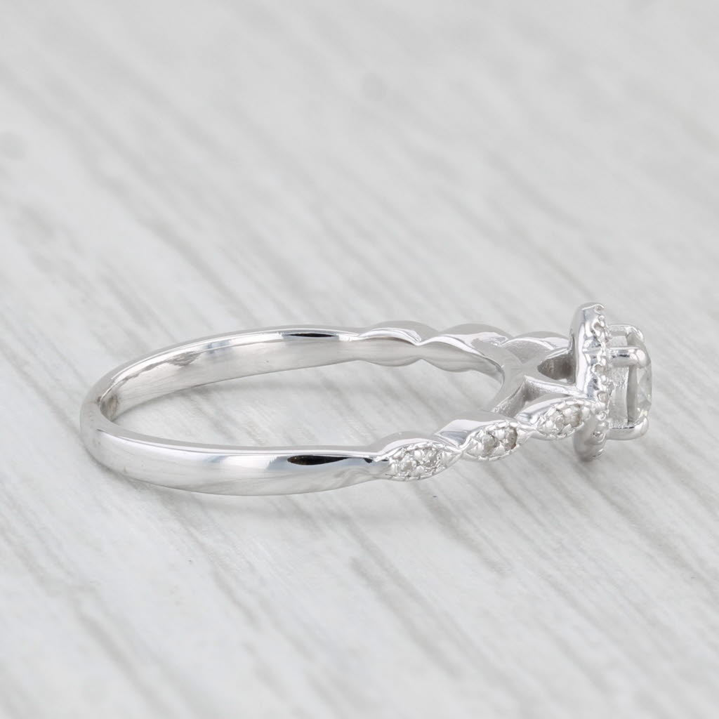 Light Gray 0.29ctw Round Diamond Halo Engagement Ring 10k White Gold Size 5