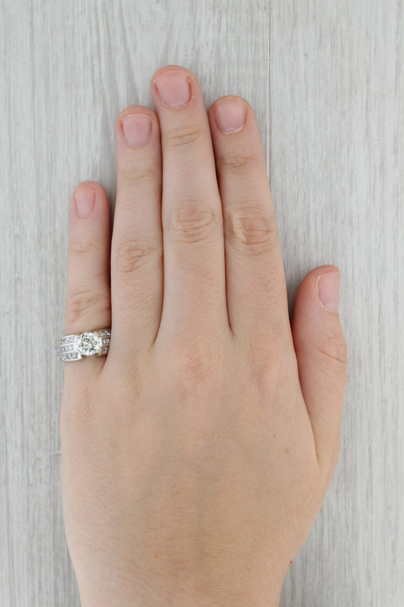 Gray 2.96ctw Round Diamond Engagement Ring 14k White Gold Size 7