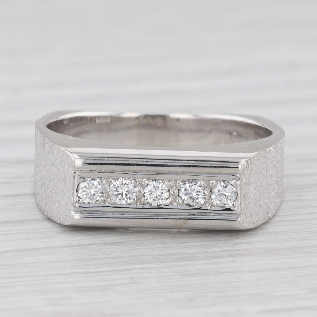 Light Gray 0.23ctw Diamond Men's Wedding Band 14K White Gold Size 10.5 Ring