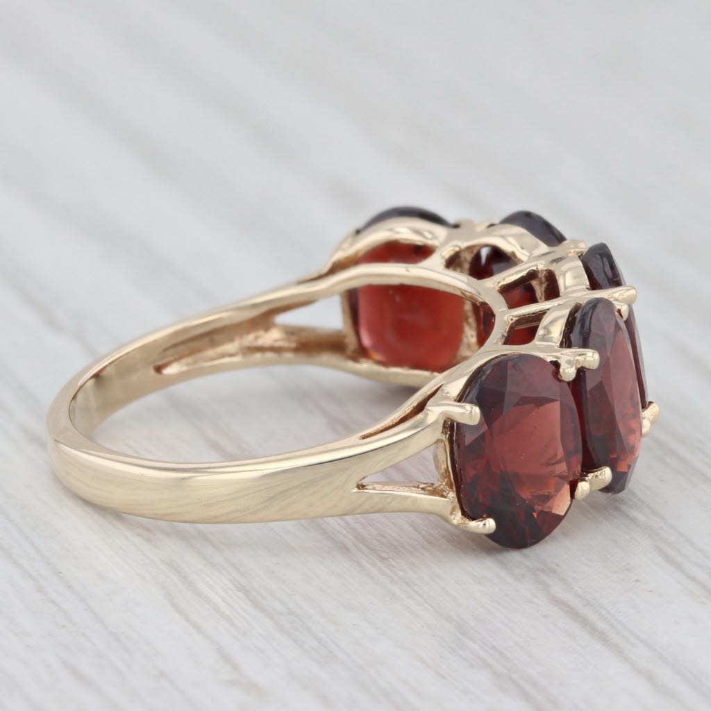 Light Gray 7ctw Garnet Ring 10k Yellow Gold Size 7 Oval 5-Stone