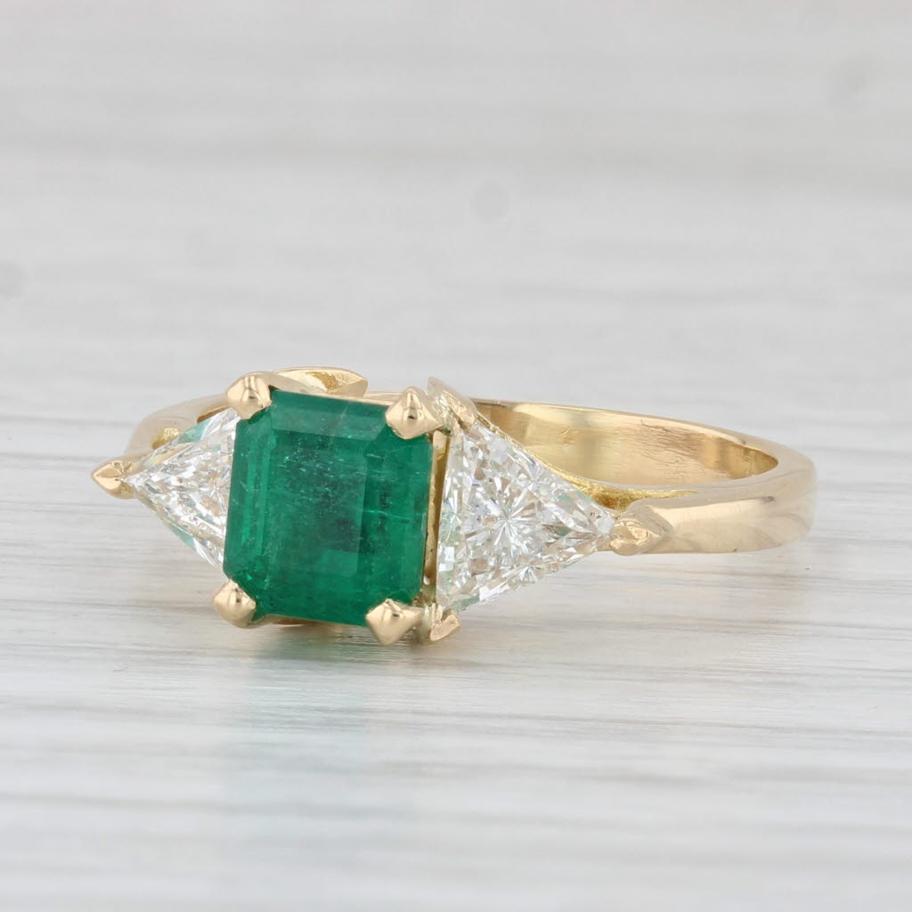 Light Gray 2.30ctw Emerald Cut Emerald Diamond Ring 18k Yellow Gold Size 7.5 Engagement GIA