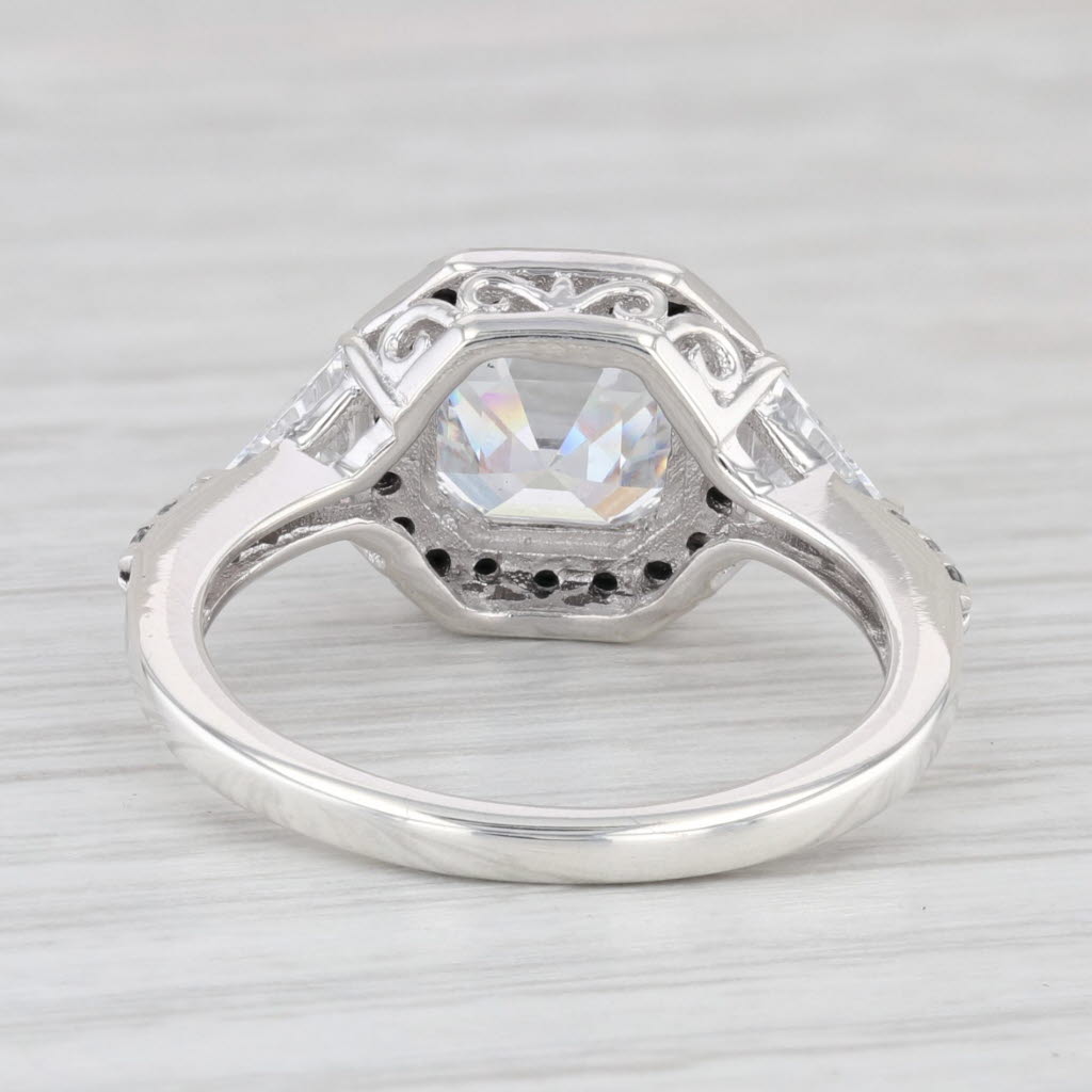 Light Gray 3.46ctw Cubic Zirconia Halo Ring Sterling Silver Size 8 Engagement