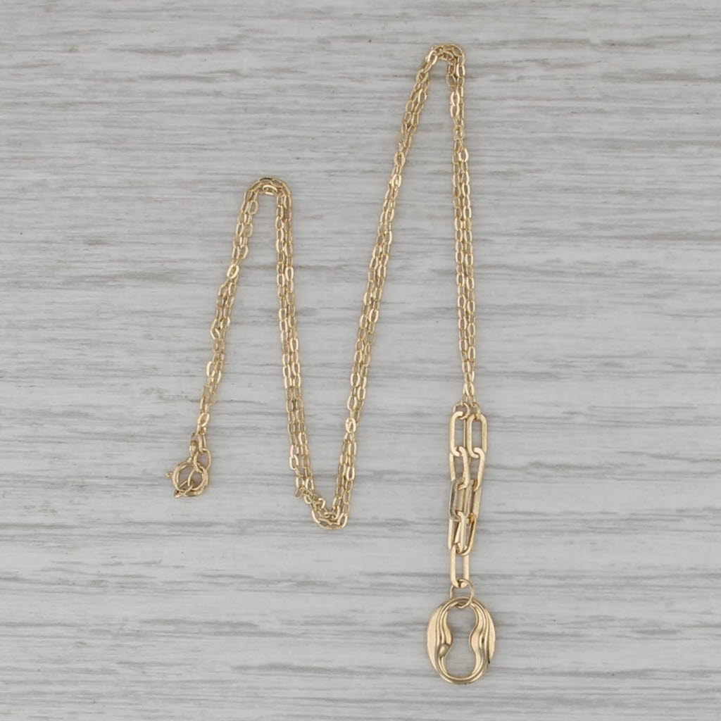 Cable Chain Necklace Mariner Chain Link Pendant 18k Yellow Gold 16.25"