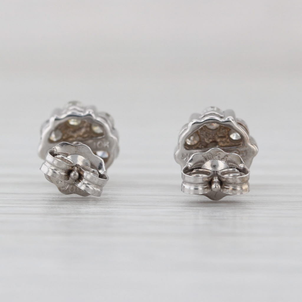 0.42ctw Diamond Cluster Stud Earrings 10k White Gold Round Studs