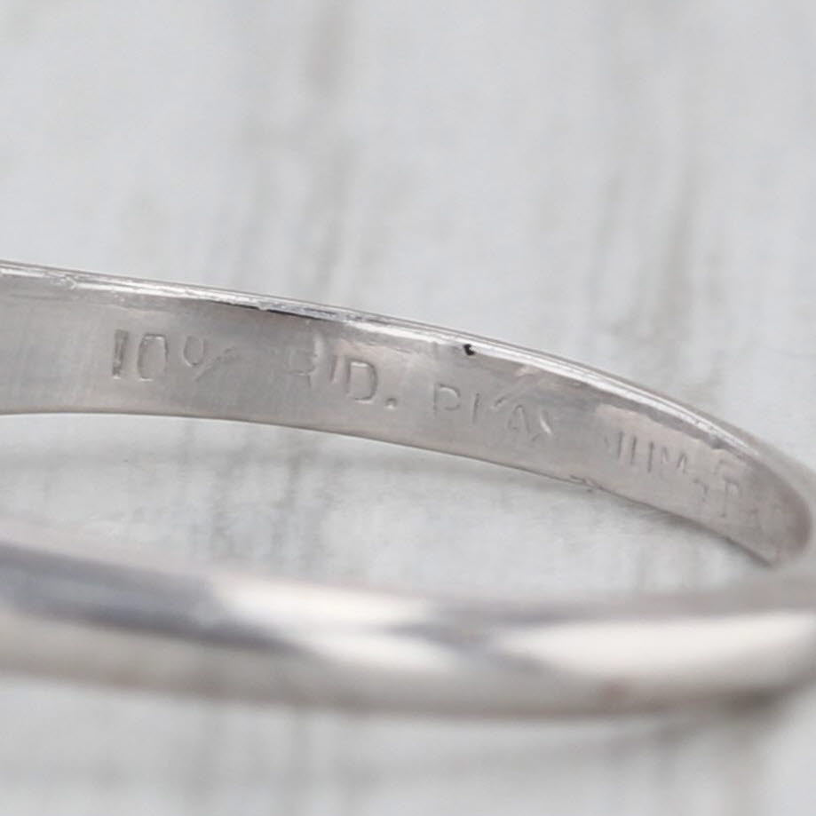 Vintage GIA 1ctw Round Diamond Engagement Ring 900 Platinum Size 6 Engraved