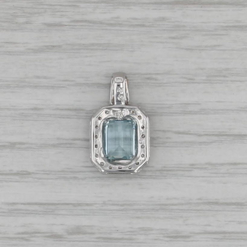 1.38ctw Aquamarine Diamond Pendant 14k White Gold