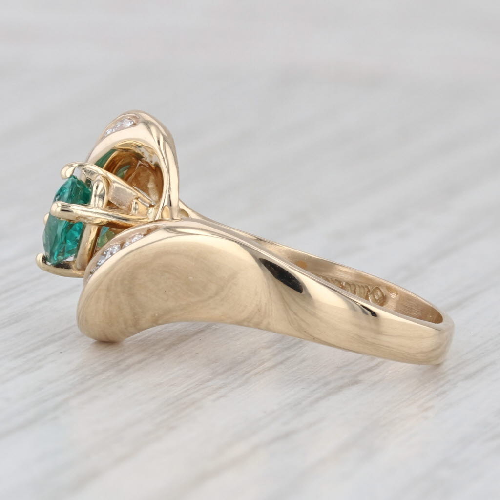 Green Beryl 0.40ctw Diamond Bypass Ring 14k Yellow Gold Size 7.5
