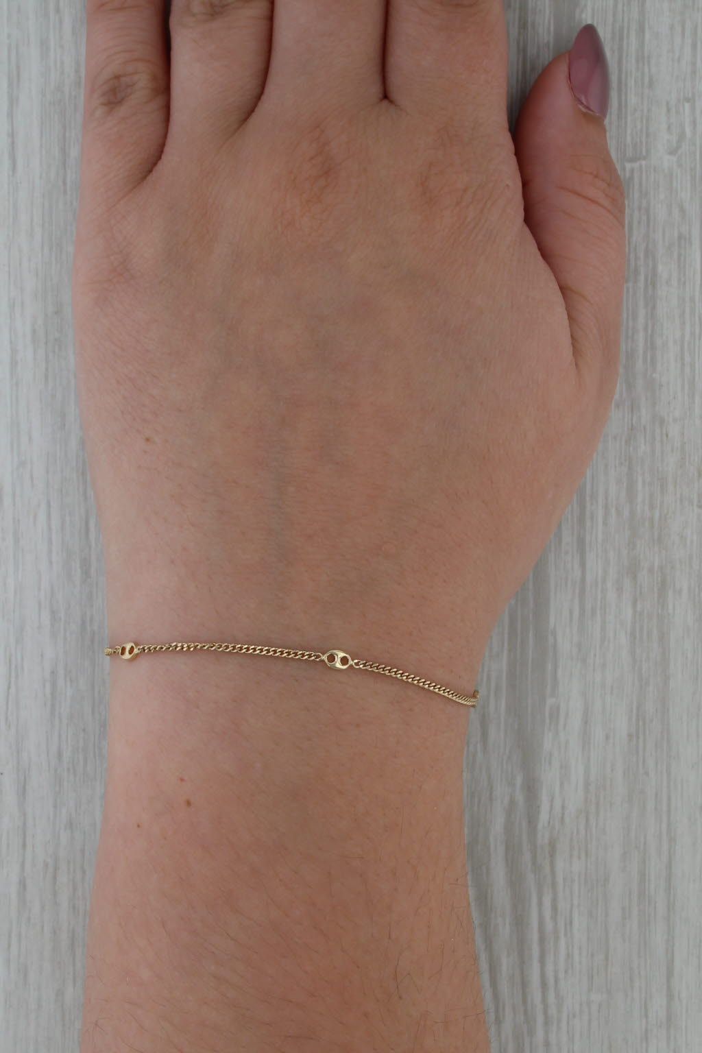 9.25" Curb Anchor Mariner Chain Anklet 14k Yellow Gold Ankle Bracelet