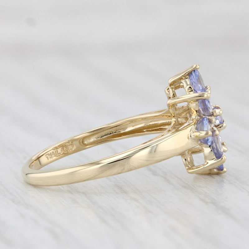Light Gray 1.06ctw Tanzanite Flower Cluster Ring 14k Yellow Gold Size 7 Diamond Accents