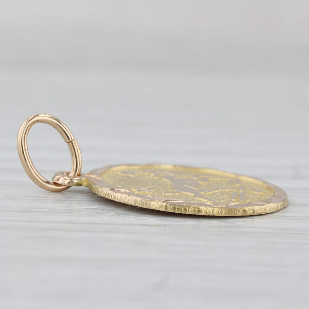 Light Gray Taurus Birth Sign Astrology Pendant 14k Yellow Rose Gold Ram Charm