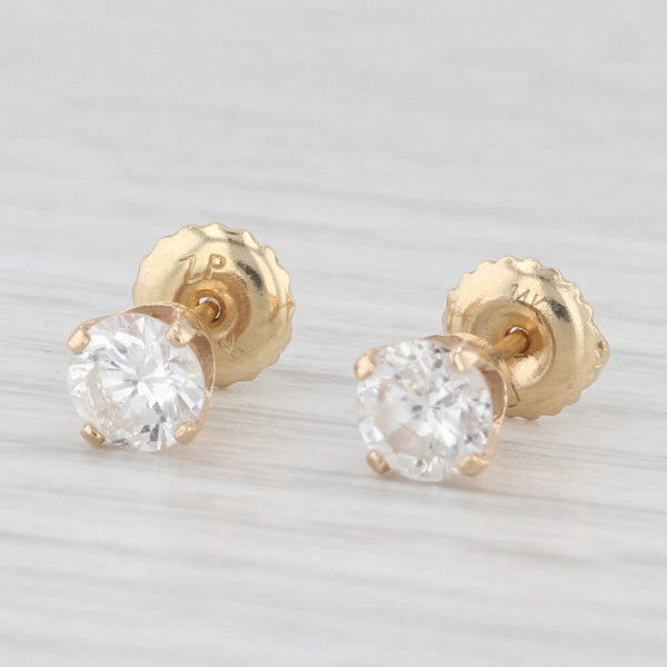 0.97ctw Round Champagne Diamond Stud Earrings 14k Yellow Gold