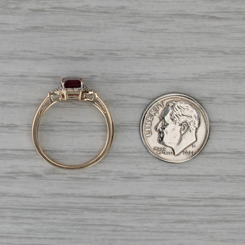 1.26ctw Garnet Diamond Halo Ring 10k Yellow Gold Size 7.25