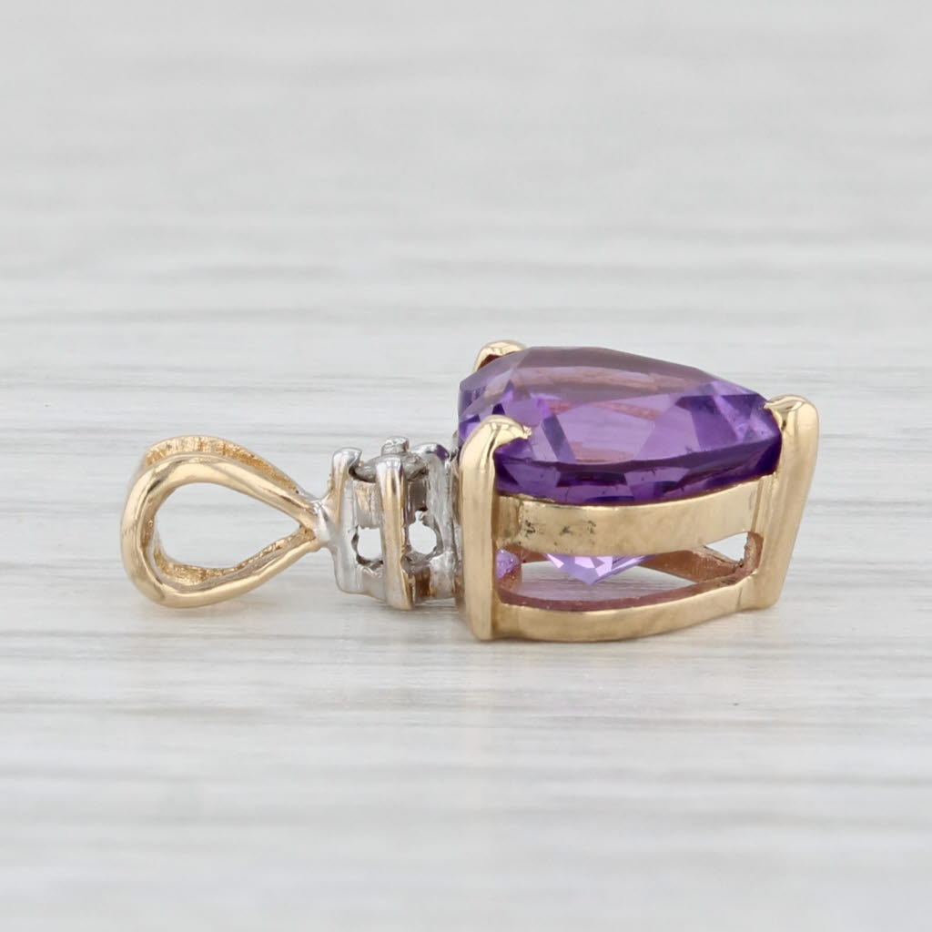 Light Gray 1.60ct Amethyst Heart Pendant 14k Yellow Gold Small Drop