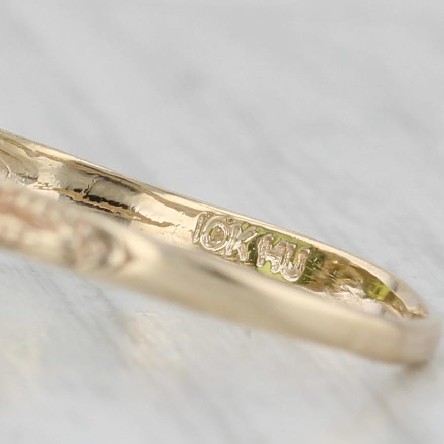 Gray Lab Created Green Spinel Ring 10 Yellow Gold Filigree Size 11