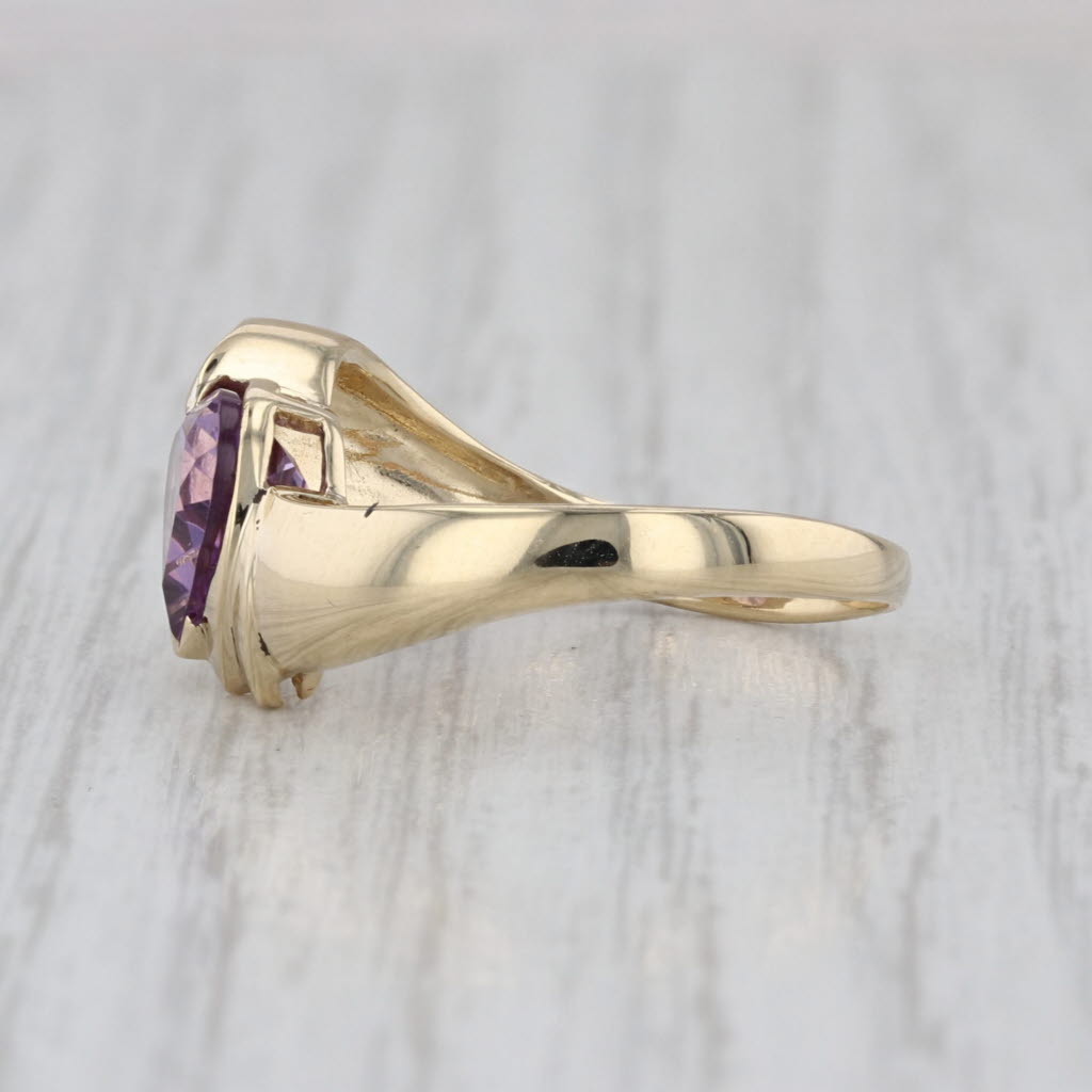 1.38ctw Amethyst Heart Diamond Bypass Ring 14k Yellow Gold Size 7.5